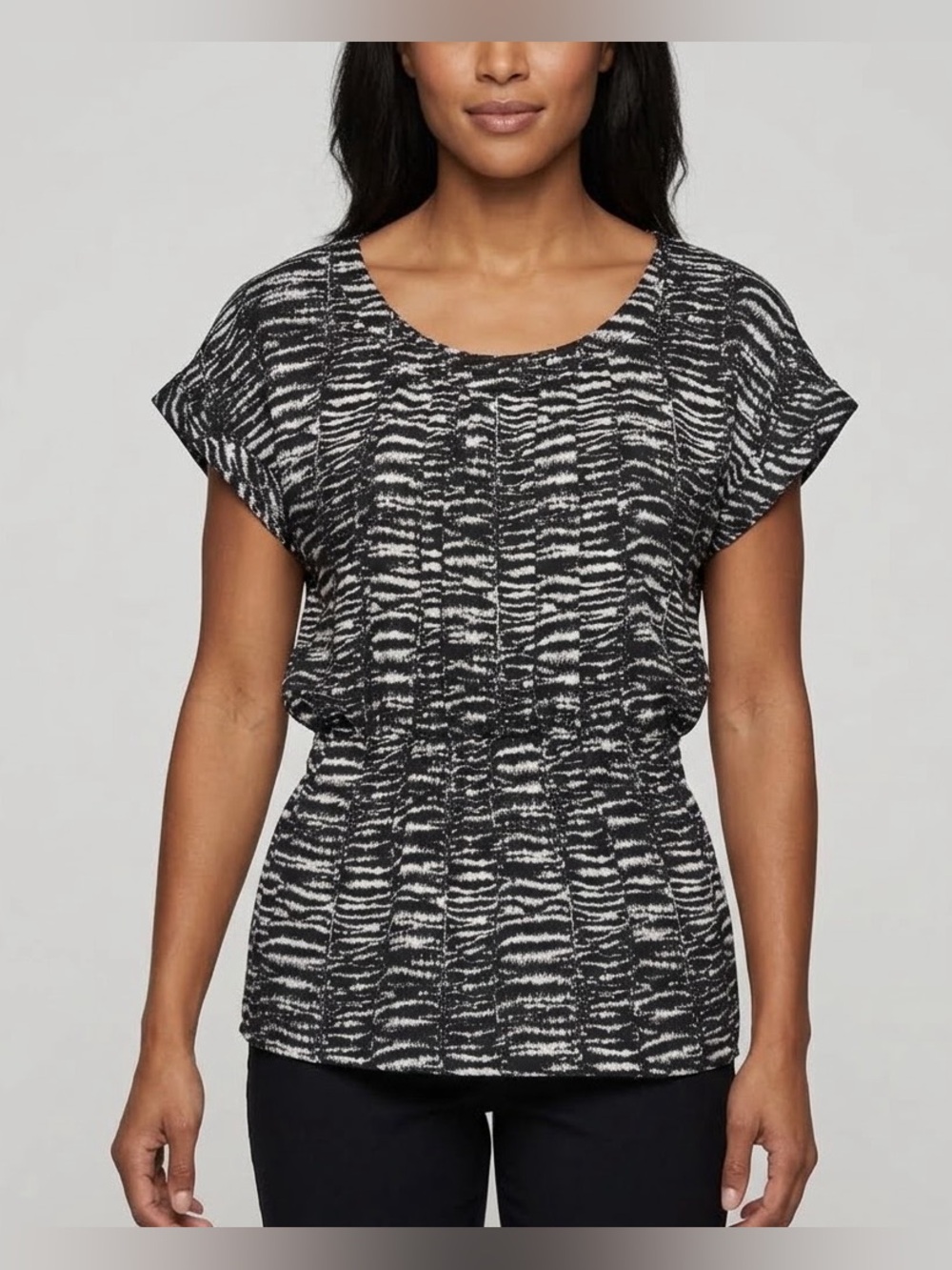 Wet Seal Y2K Retro Cap Sleeve Textured Animal Print Smocked Tunic M